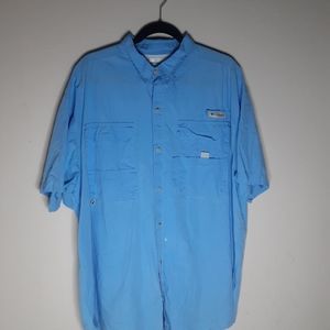 Columbia PFG Performance   Mens Blue Button